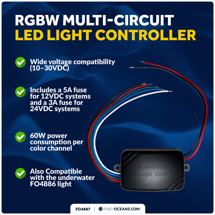 RGBW Multi-Circuit LED Light Controller, 10-30VDC – FO4887 - Five Oceans