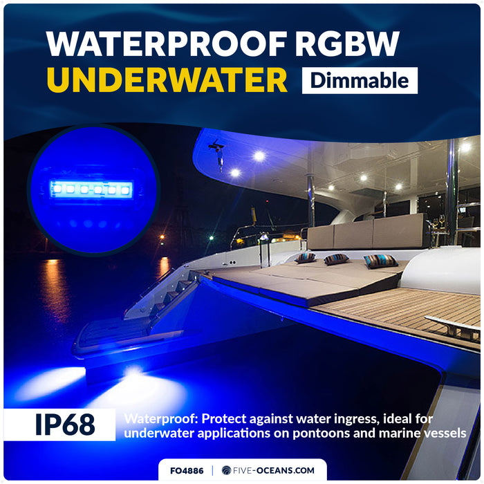 RGBW Underwater Light, Dimmable, 12V DC, 2-Pack - FO4886 - Five Oceans