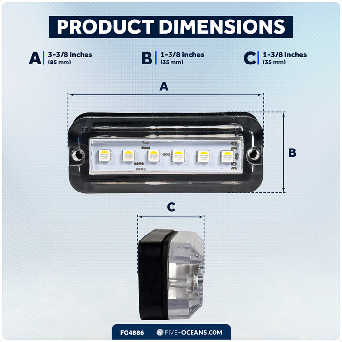 RGBW Underwater Light, Dimmable, 12V DC, 2-Pack - FO4886 - Five Oceans