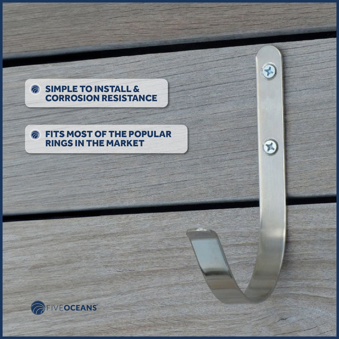 Ring Buoy Bracket Holder, Stainless Steel, Flat Mount - FO626 - Five Oceans