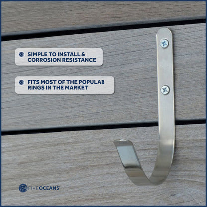 Ring Buoy Bracket Holder, Stainless Steel, Flat Mount - FO626 - Five Oceans