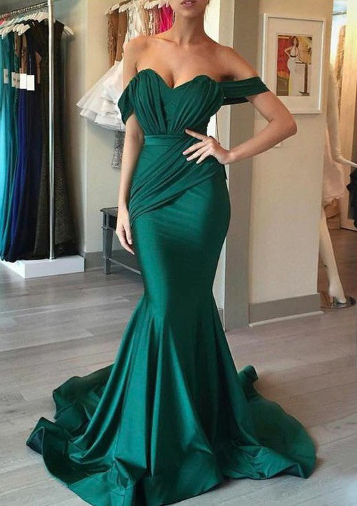 Romantic Off-the-shoulder Slimming Fitted Mermaid Prom Dress