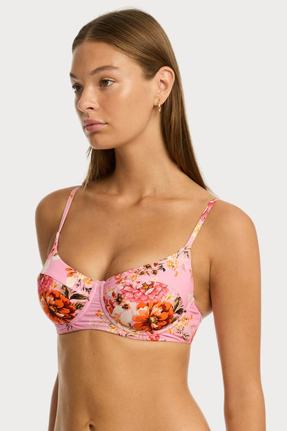 Rosewood Balconette Bikini Top in Pink