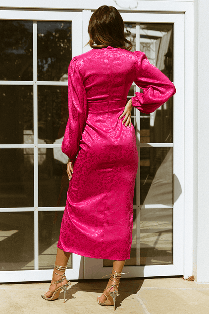 Roxy Midi Dress - Fuchsia - JAUS