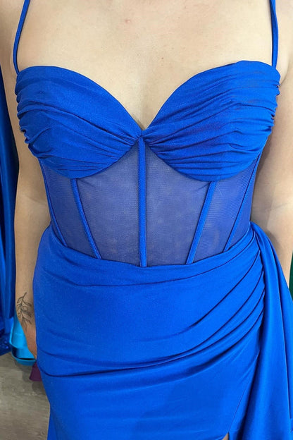 Royal Blue Corset Mermaid Long Formal Dress