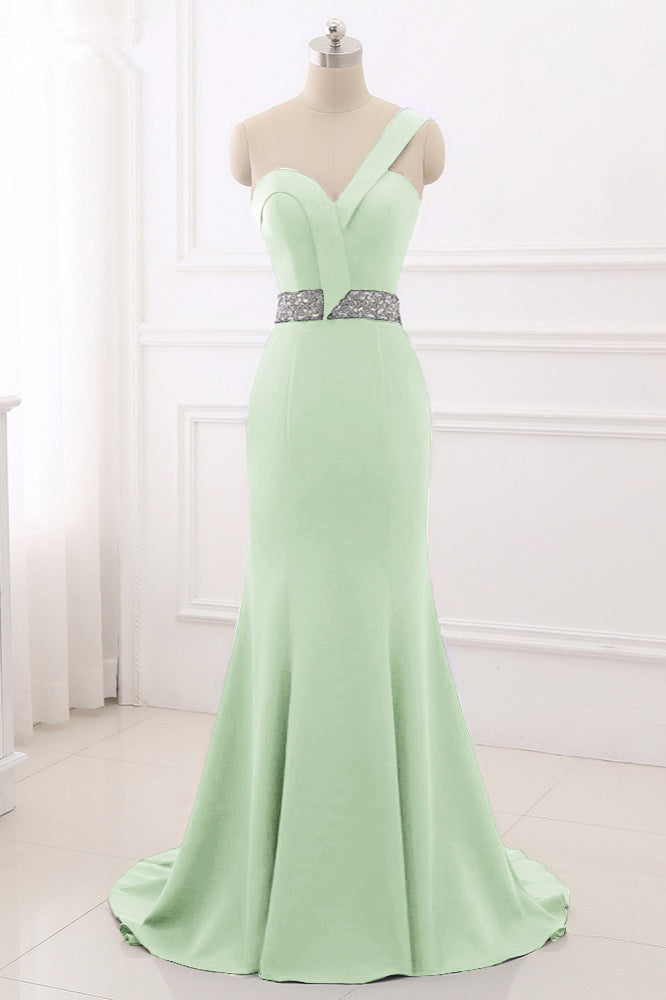Royal Blue One Shoulder Sleeveless Mermaid Prom Dress with Beadsstones