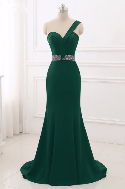 Royal Blue One Shoulder Sleeveless Mermaid Prom Dress with Beadsstones