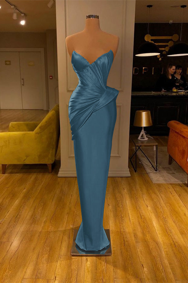 Royal Blue V-Neck Mermaid Prom Dress Pleated Sleeveless