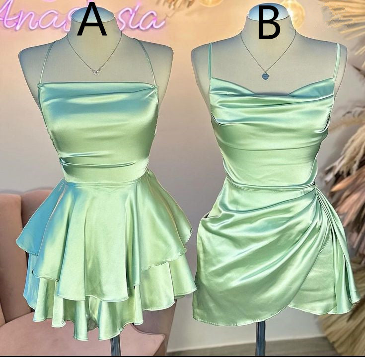 Sage Green Short Homecoming Dress Birthday Party Gown