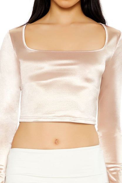 Satin Square-Cut Crop Top