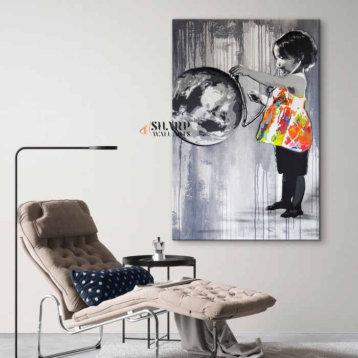 Save My World Wall Art Canvas Print - SharpWallArts