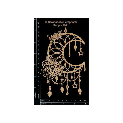 Scrapaholics - Laser Cut Chipboard - 1.8mm Thick - Moon Dream Catcher - 6.25"X4". Available at Embellish Away located in Bowmanville Ontario Canada.