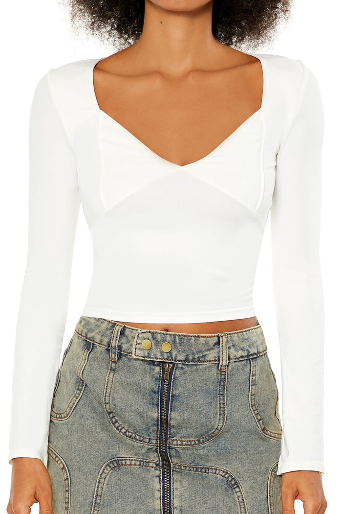 Seamless Knit V-Neck Crop Top
