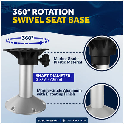 Seat Pedestal and Locking Slide Kit, Aluminum - FO4477-4478-KIT - Five Oceans