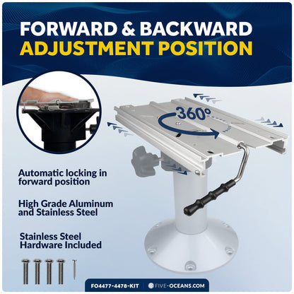Seat Pedestal and Locking Slide Kit, Aluminum - FO4477-4478-KIT - Five Oceans