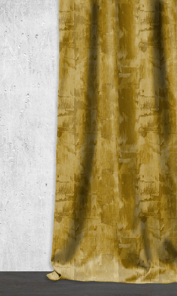 Room Darkening Striped Window Treatments Fabric By the Metre (Yellow/ Brown/ Green)