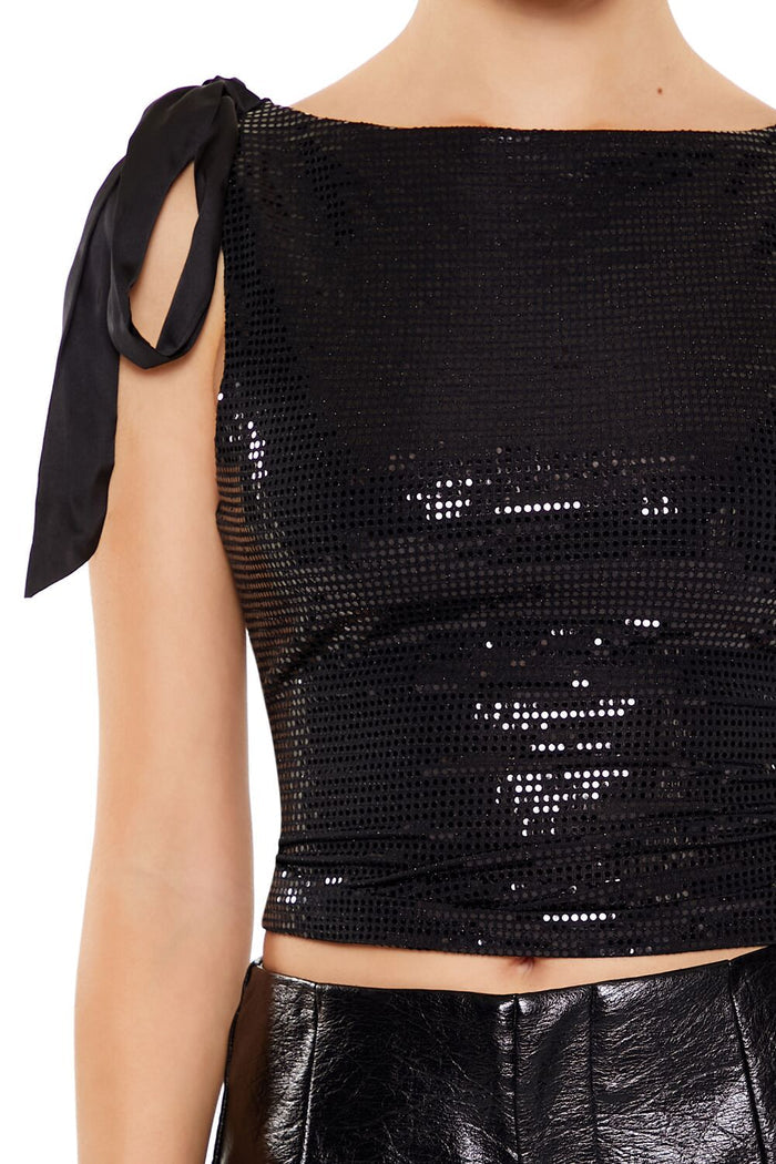 Sequin Bow Crop Top