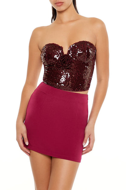 Sequin Sweetheart Tube Top