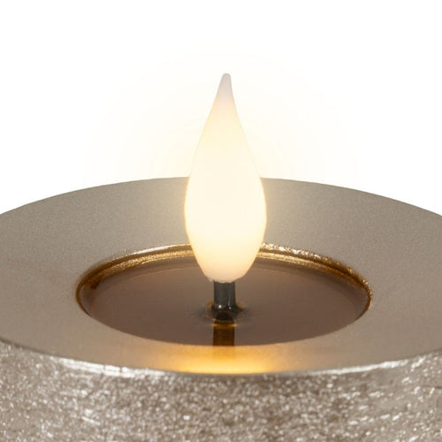 Set of 3 LED Realistic Wick Candle - Light Grey/Warm White