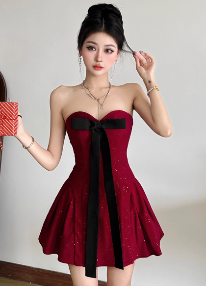 Sexy Birthday Dresses Strapless Hoco Dresses Burgundy Short New Year's Evening Dresses