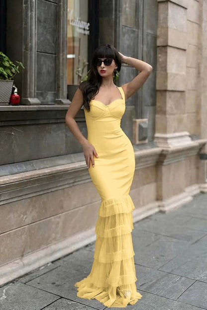 Sexy Black Straps Mermaid Prom Dress Sleeveless with Tulle