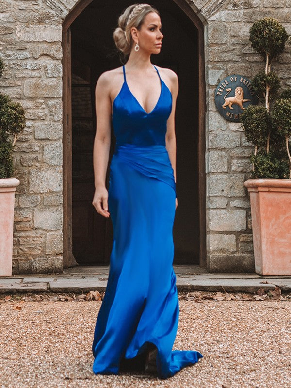 Sexy Blue V-Neck Mermaid Prom Dress