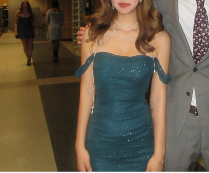 Sexy Dark Green Homecoming Dresses Off-the-shoulder Bodycon Short Prom Dresses EP04801