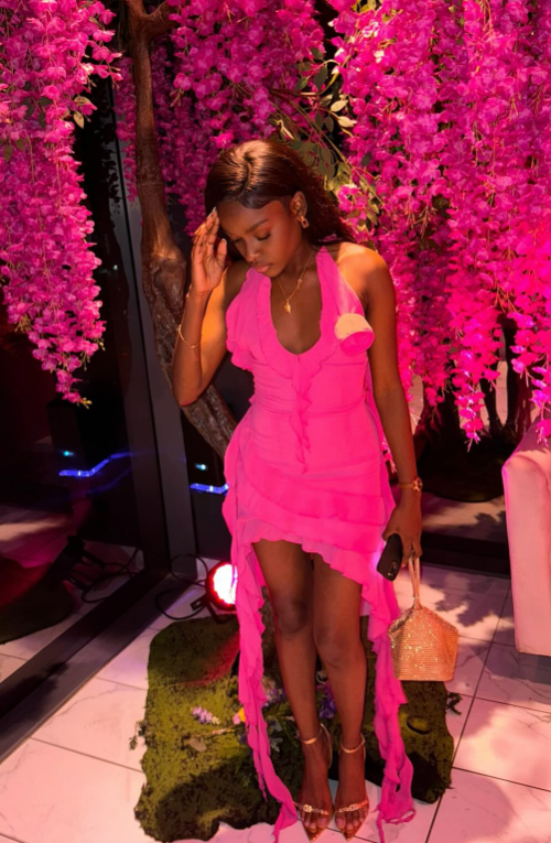 Sexy Halter Bodycon Birthday Dresses Ruffled Fuchsia Homecoming Dresses