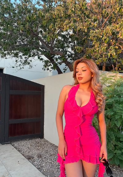 Sexy Hot Pink Halter Neck Chiffon 17th Birthday Homecoming Dress