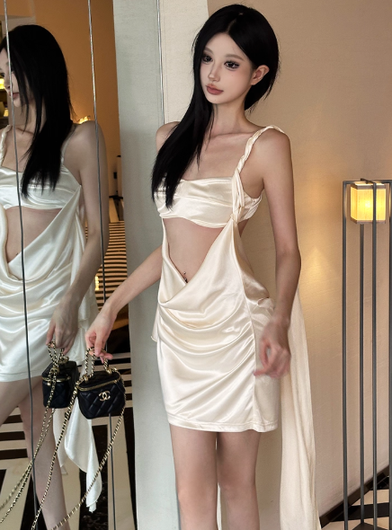 Sexy open-back Birthday Dresses Champagne Hoco Dresses
