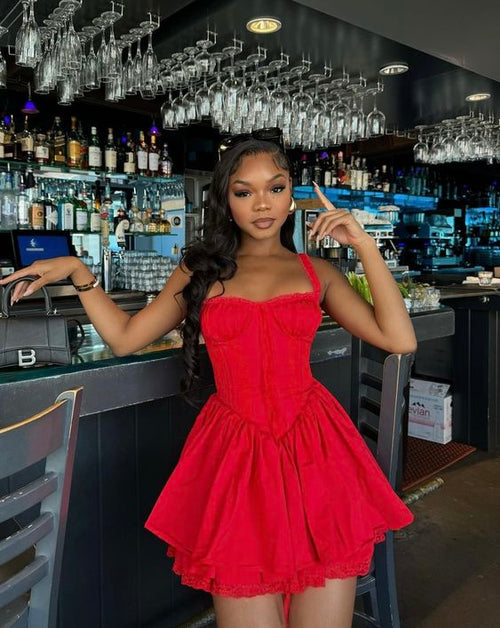 Sexy Red Lace A-line Short Mini Homecoming Dress