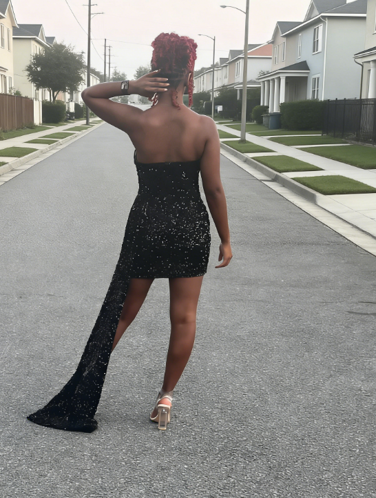 Sexy Sequin Birthday Dresses Strapless Bodycon Chiffon Short Prom Dresses Sequin Birthday Dresses Black Homecoming Dresses