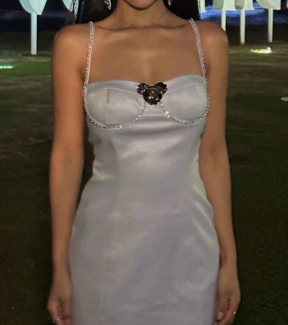Sexy Spaghetti Strap Sheath Short Prom Dresses Satin Silver Homecoming Dresses Birthday Dresses