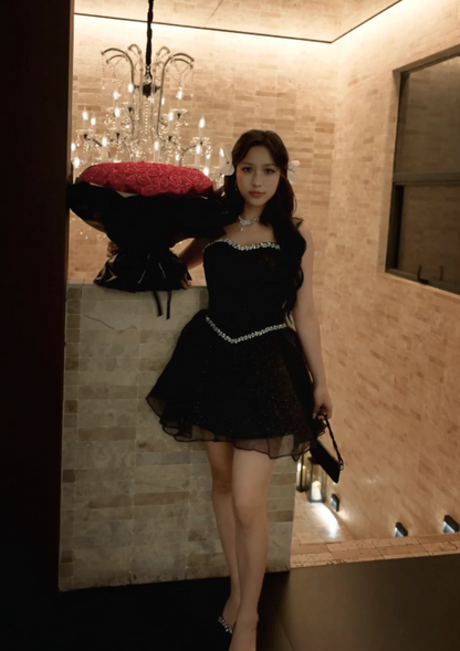 Sexy Strapless A-Line Birthday Dresses, Black Homecoming Dresses