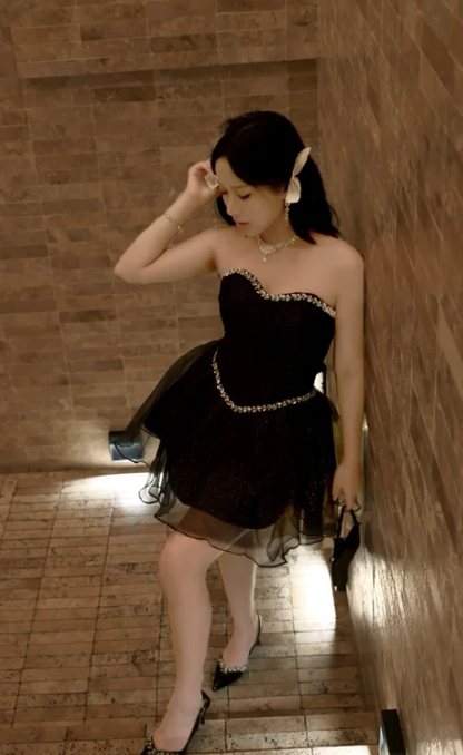 Sexy Strapless A-Line Birthday Dresses, Black Homecoming Dresses