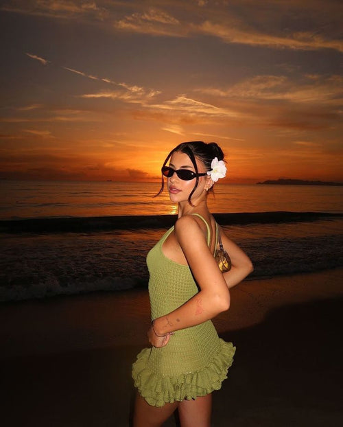 Sexy V-neck Halter Green Mini Birthday Dress Homecoming Dress