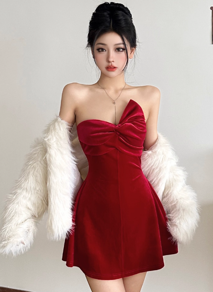 Sexy Velvet Birthday Dresses Strapless Hoco Dresses Short Burgundy New Year's Eve Dresses