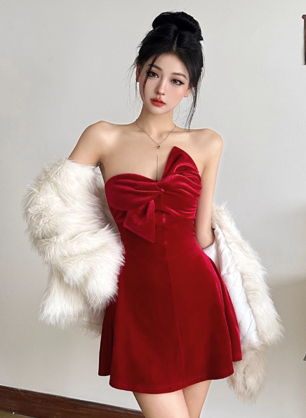 Sexy Velvet Birthday Dresses Strapless Hoco Dresses Short Burgundy New Year's Eve Dresses