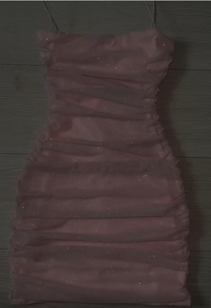 Shinny Pink Homecoming Dress Short Prom Party Gown