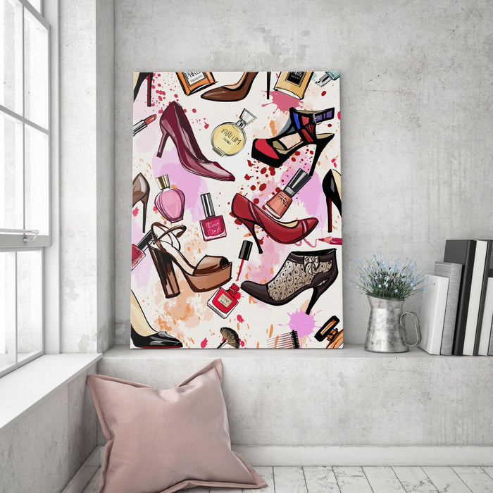 Shoes & Cosmetics - Fashion Wall Art Canvas - SharpWallArts