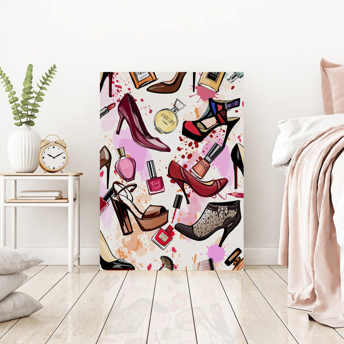 Shoes & Cosmetics - Fashion Wall Art Canvas - SharpWallArts