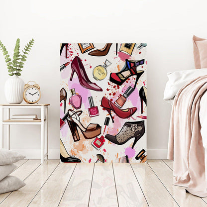 Shoes & Cosmetics - Fashion Wall Art Canvas - SharpWallArts