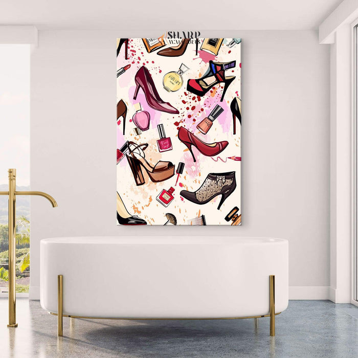 Shoes & Cosmetics - Fashion Wall Art Canvas - SharpWallArts