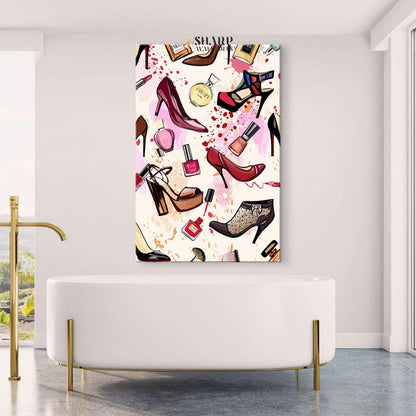 Shoes & Cosmetics - Fashion Wall Art Canvas - SharpWallArts