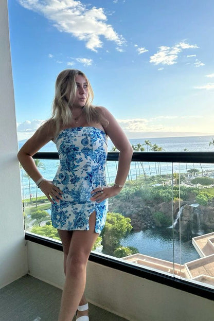 Short Blue Bodycon Homecoming Dress, Cute Party Dress