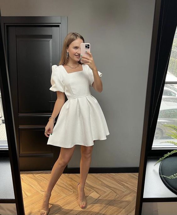 Short White Prom Dresses, Short White Formal Homecoming Dresses