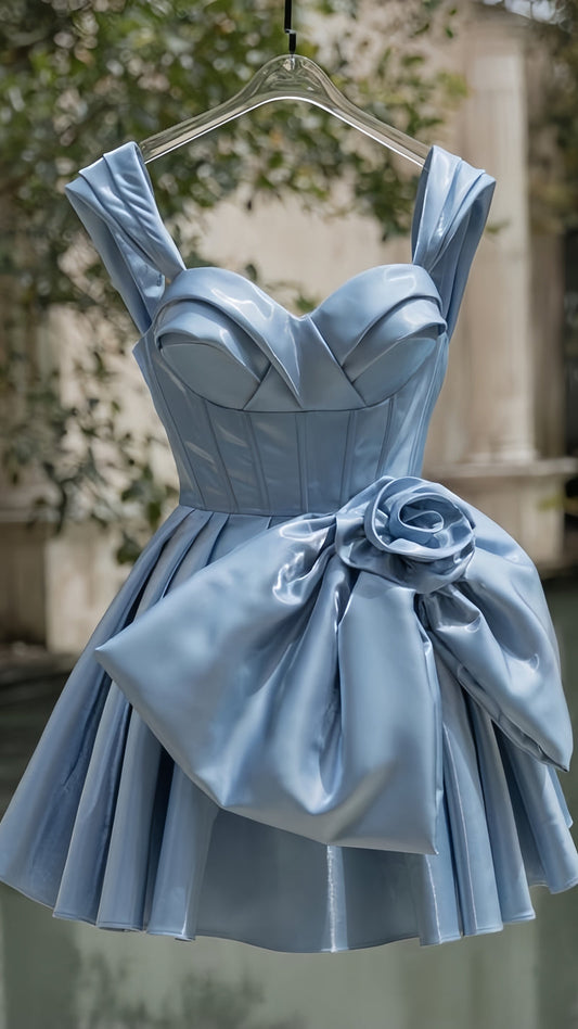 Silky Blue A-line Homecoming Dresses Sweet Hoco Dress,AST1894