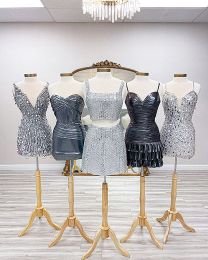 Silver Glasses Homecoming Dresses Mini Party Gown, AST1388