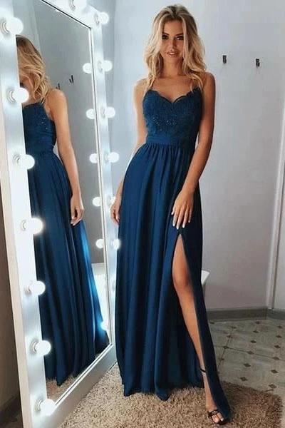 Silvertti-Strap Prom Dresswith Appliques