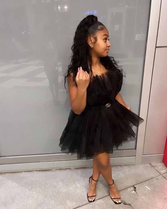 Simple A-Line Black Strapless Tulle Multi-Layered Homecoming Dress